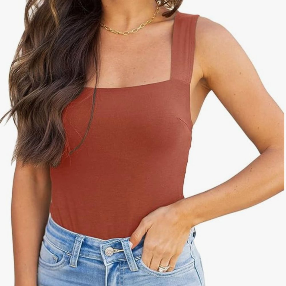 Square Neck Sleeveless Tank Tops Bodysuit